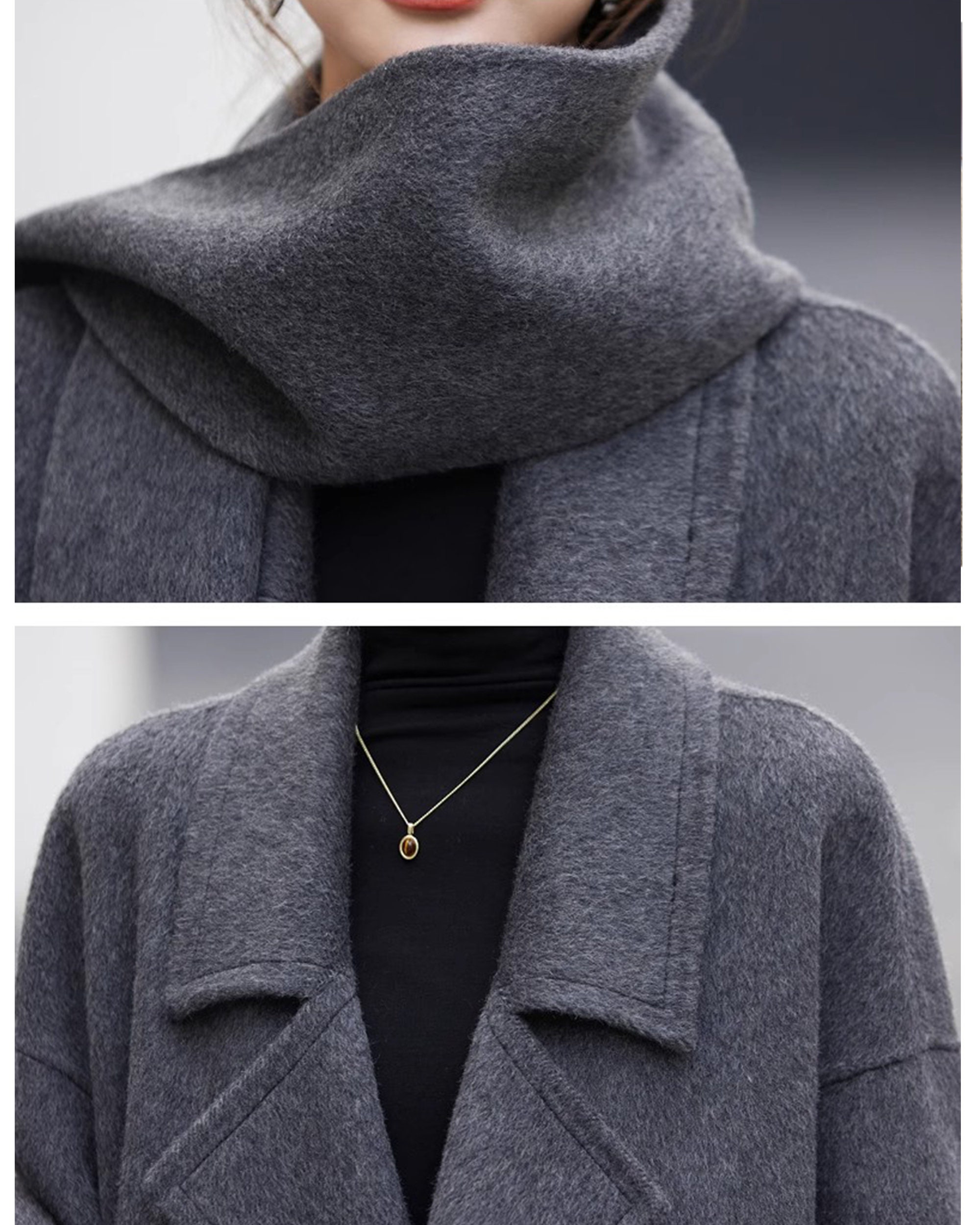 値下げ　shaggy wool soutien collar long coat cizatto Soutien Collar Shaggy​ Long​Coat