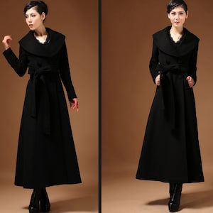 Winter coat, Long wool coat, long jacket, double breasted jacket, coat dress, wool long coat, warm coat, plus size coat Y0369