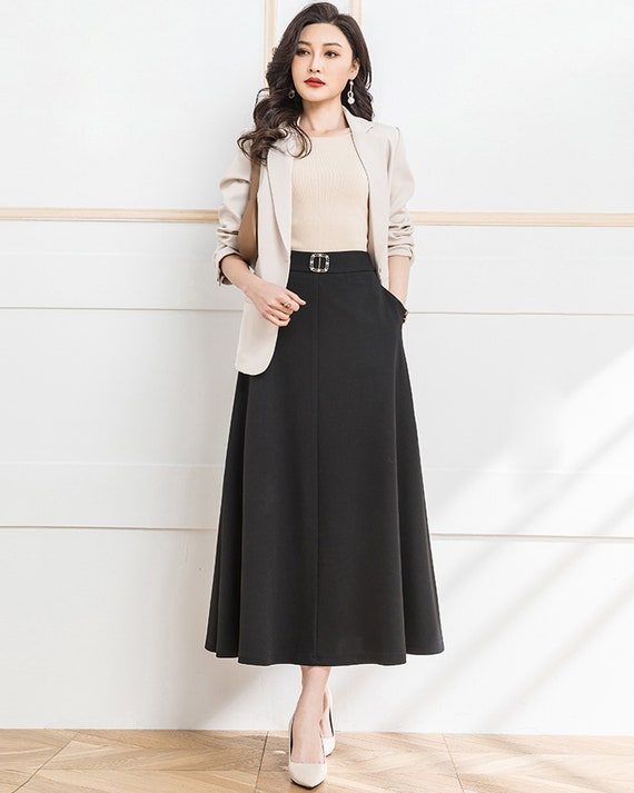 Buy Spring Skirt, High Waist Skirt, A-line Skirt, Midi Skirt