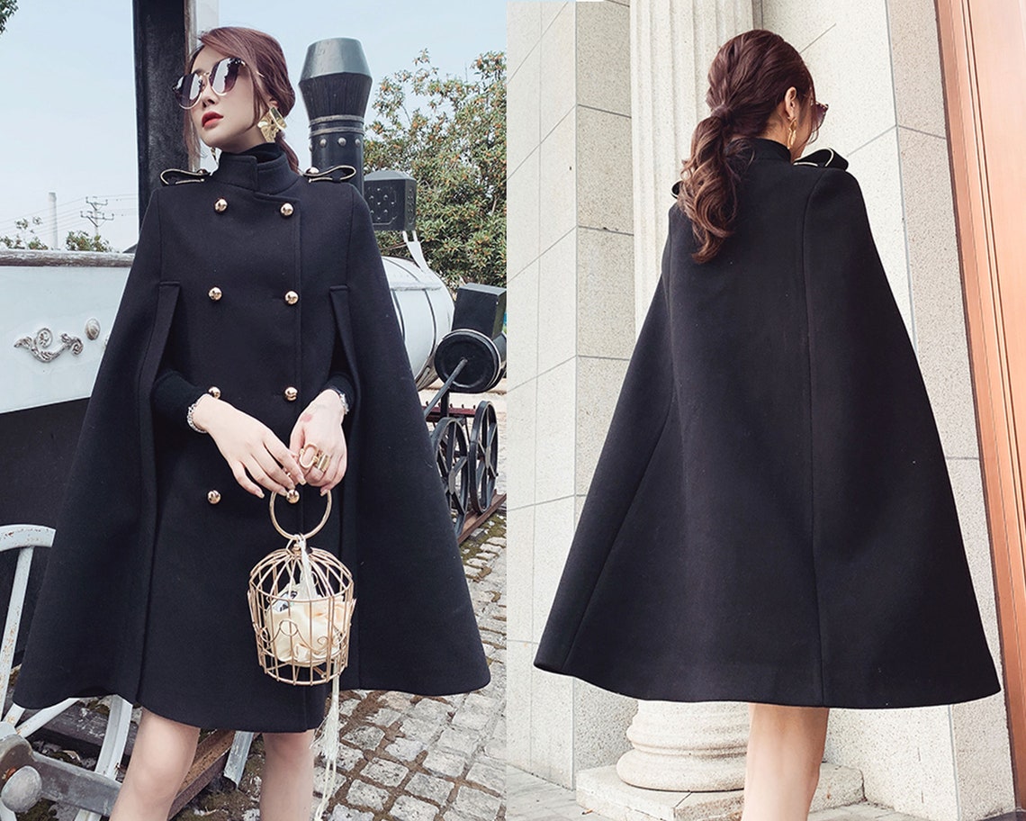 Womens Cape Women's Poncho Woolen Coat Wool Cape Coat - Etsy