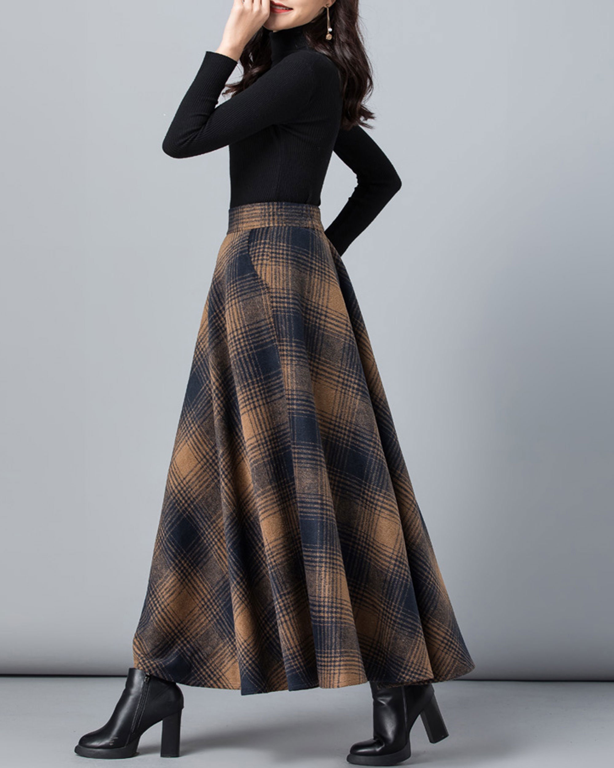 スカート KOLEAT Fluffy ver winter warm flare long skirt black KLWYFLS H46305d644101460dbe9aff0966355