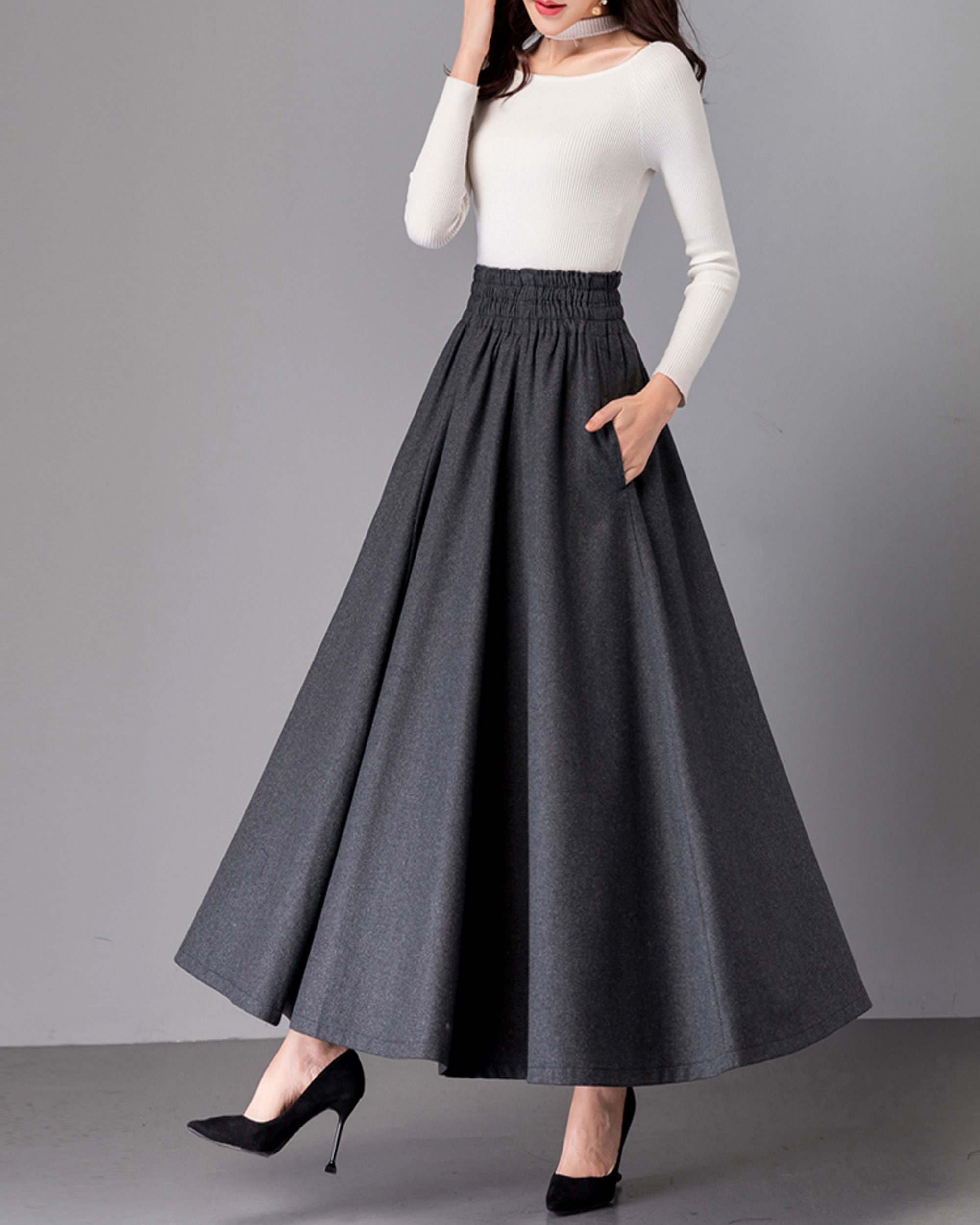 ★ Margarin Fingers★ RIVET LONG SKIRT (LIGHT GREY) PRODUCT-JAN22024-ITSALIFESTYLE