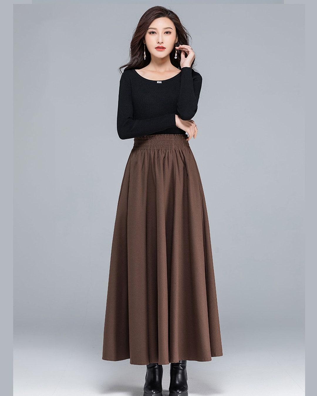 【I AM MARI】Joanne Flared Long Skirt (belt set) Anka Maxi Skirt – FAN ALL FLAMES