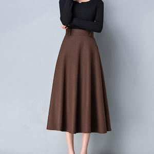 Wool skirt, midi skirt, Winter skirt, dark gray skirt, long skirt, vintage skirt, high waist skirt, flare skirt, Wool skirt with belt Q005