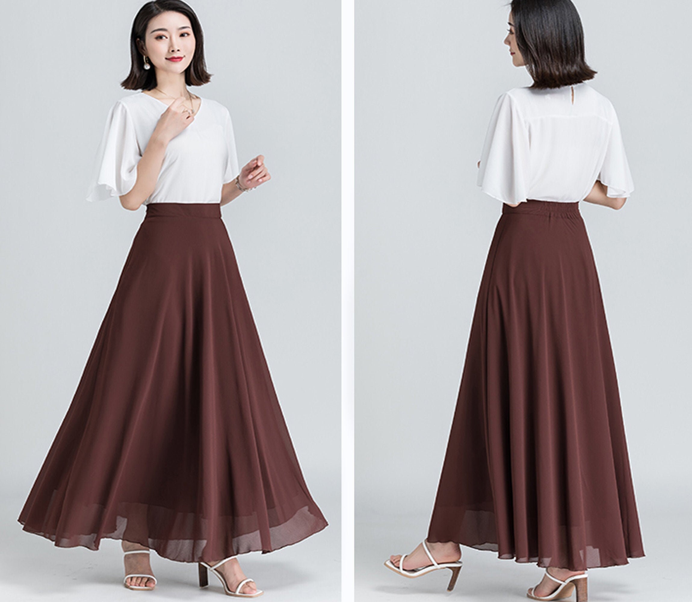 ●●AVOUAVOU●●SILK CHIFFON FLARE SKIRT(4 color) SILK CHIFFON FLARE SKIRT - avouavou 아보아보