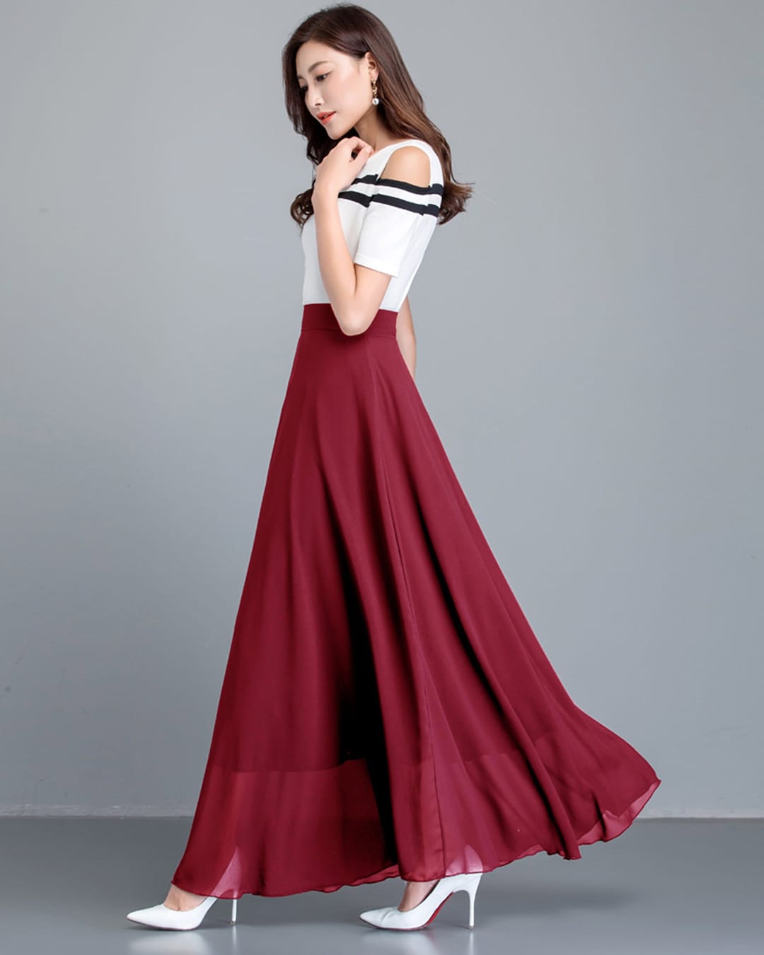 【I AM MARI】Posh Pin Tuck Flare Banding Long Skirt il_1080xN.3762545487_dc4i.jpg