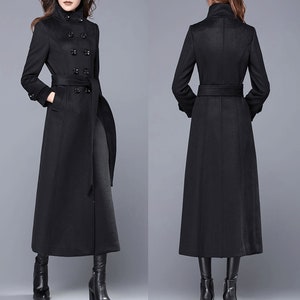 Double breasted wool jacket，Cashmere winter coat, long jacket,High collar coat , coat dress, wool long coat, warm coat, plus size coat Y0021