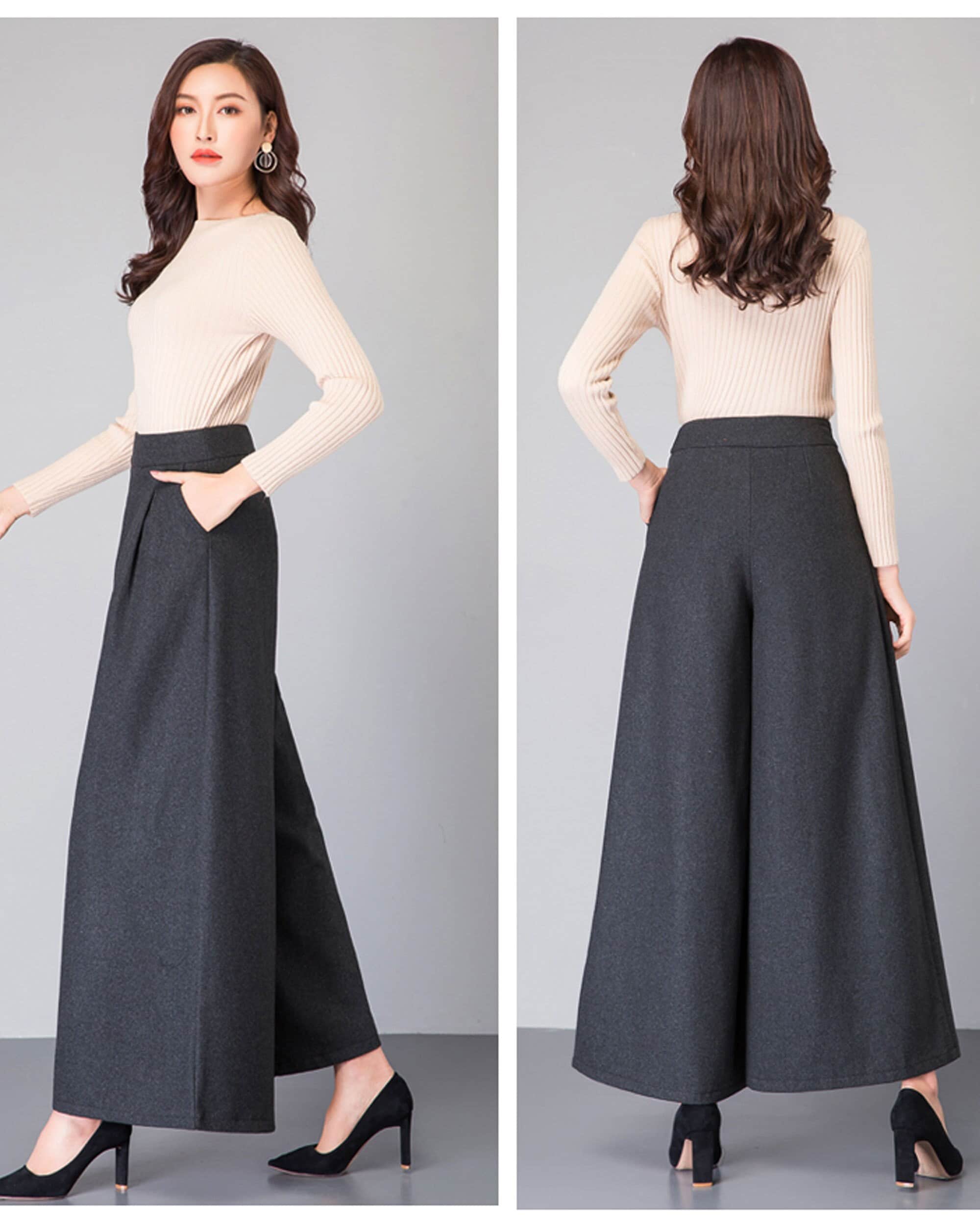 Wide Leg Pants Wool Pants Women Winter 