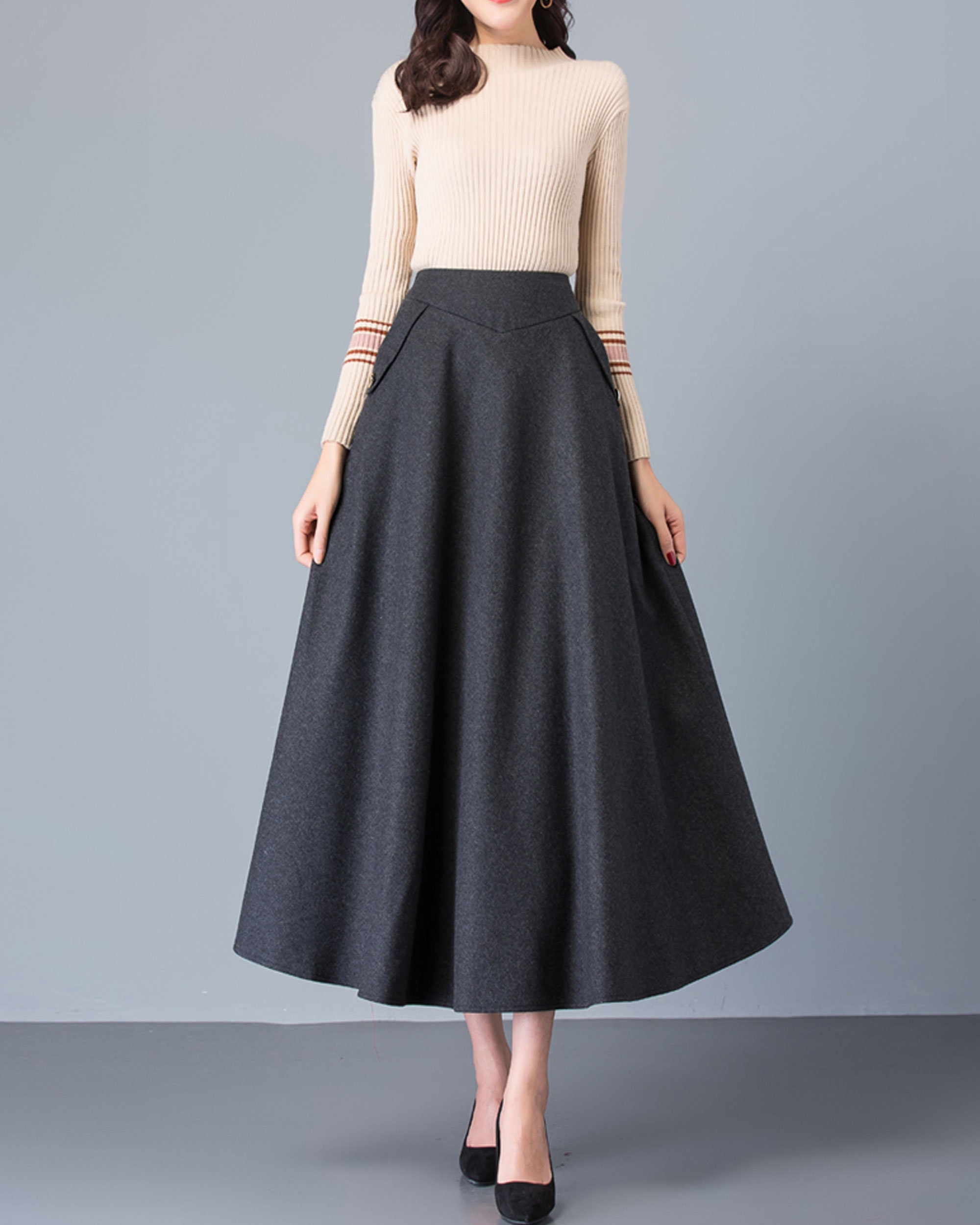 Long Skirt Wool Skirt Midi Skirt Winter Skirt Brown Skirt - Etsy