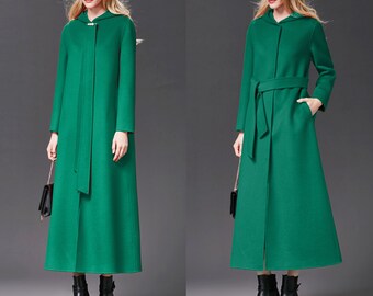 Wool coat women, Cashmere winter coat, long jacket,Hat wool jacket, coat dress, handmade long coat, warm coat, plus size coat Y0019