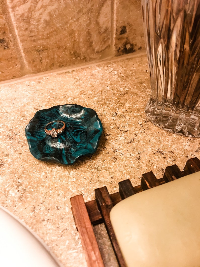 Easter Basket Stuffers for Girlfriend Teal Ring Dish Engagement Gifts for Bride Bride to Be Gift from Maid of Honor Trinket Dish Handmade
