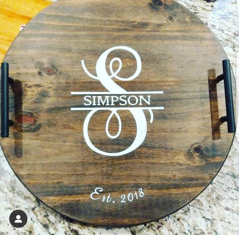 Custom Wood Serving Tray With Handles 18 Wood Tray Etsy