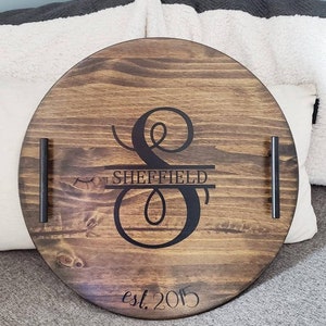 Personalized Charcuterie Board: Large Round Wood Serving Tray
