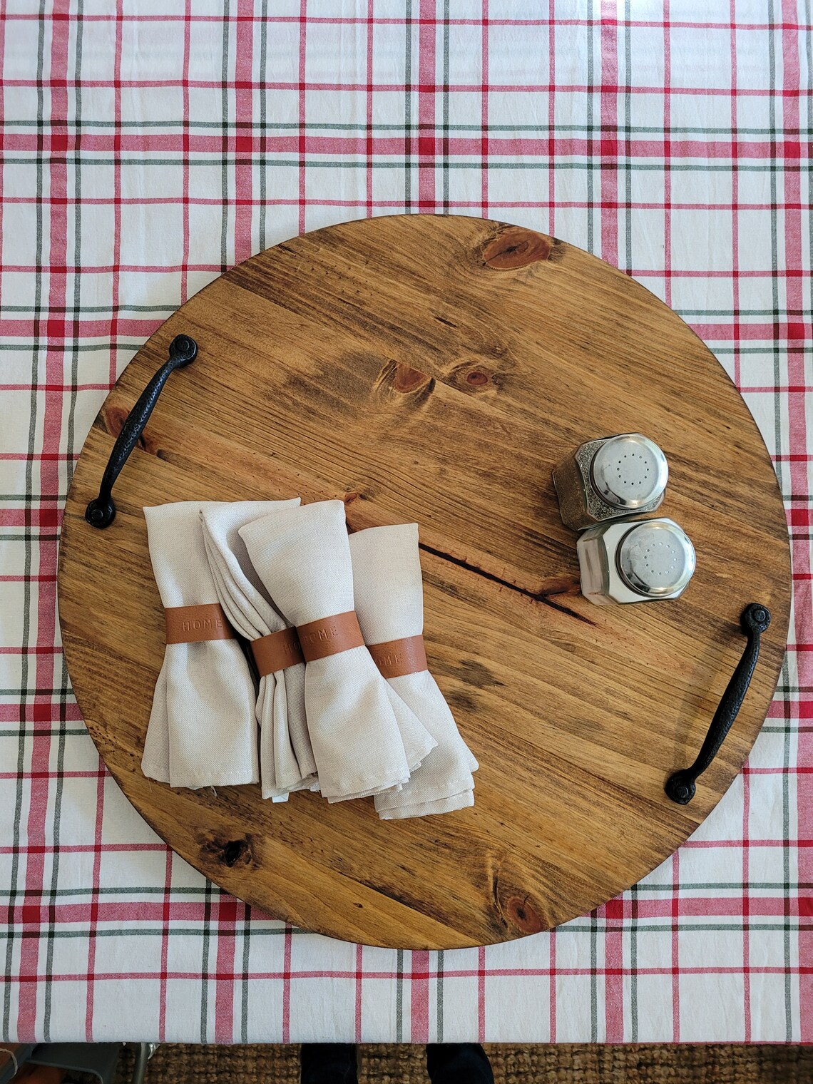 Large Lazy Susan With Handles Optional Turntable Lazy Susan Etsy