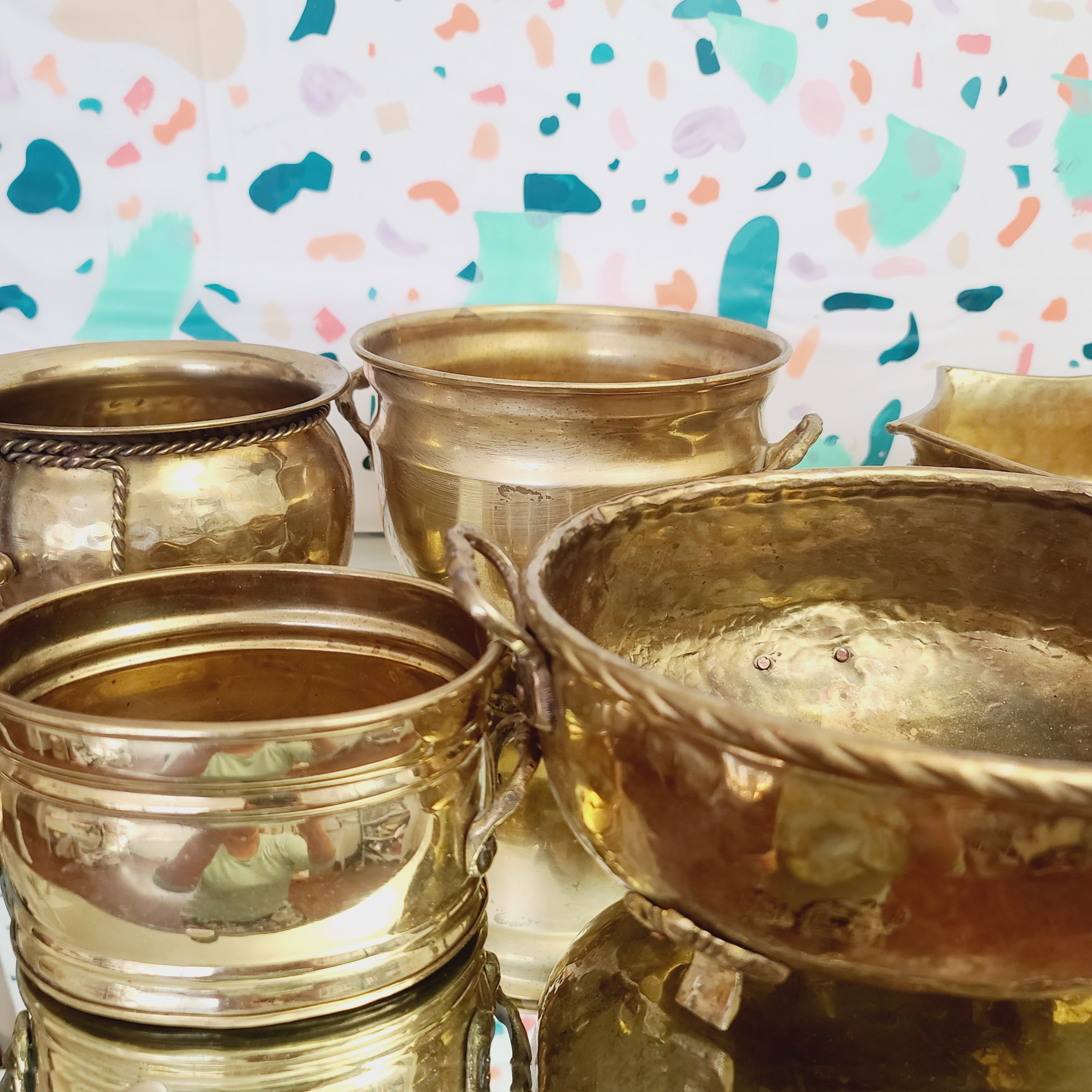 Vintage Brass planter Brass Container with handle Home Etsy