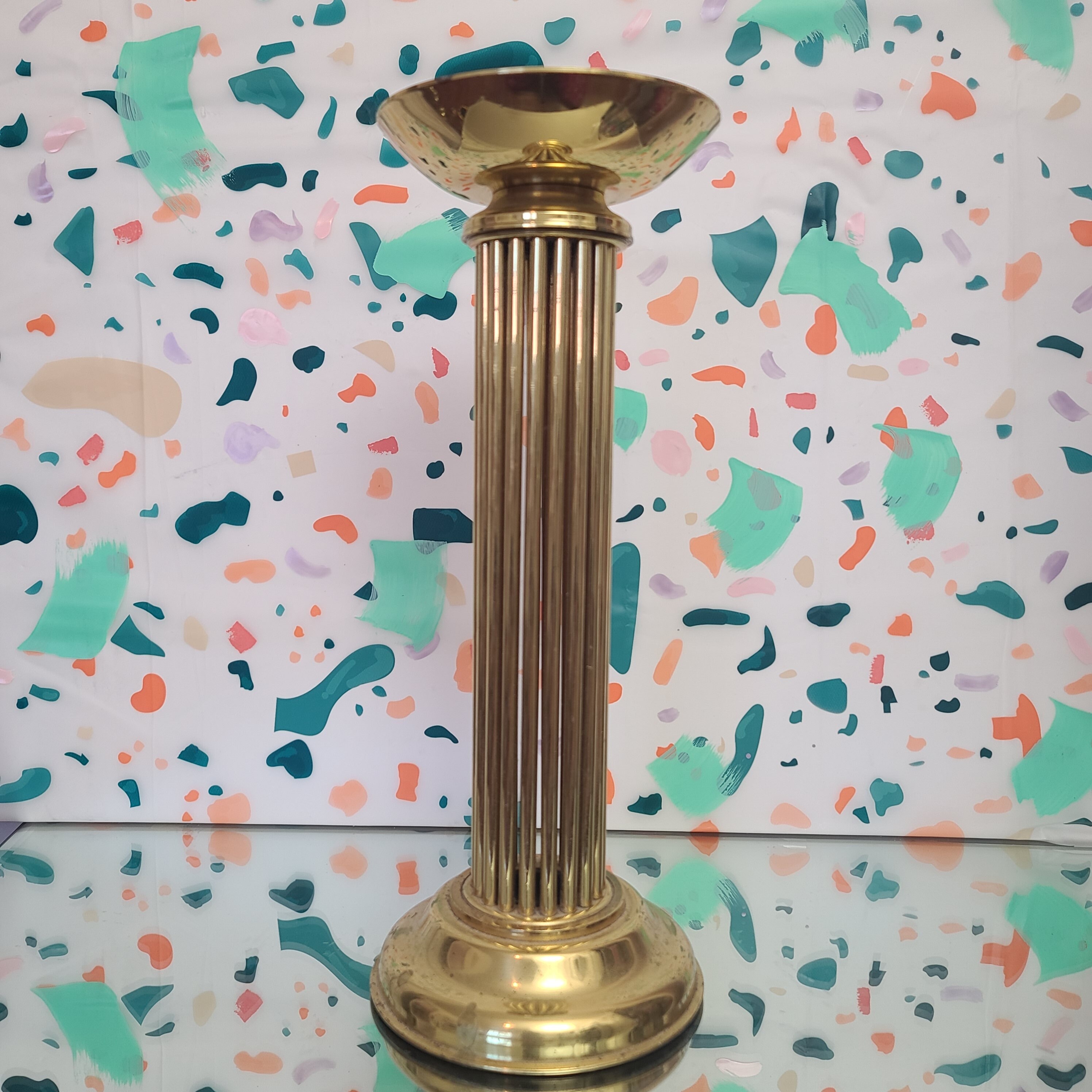 1 Large Vintage Pedestal Gold brass metal Candle Holders Etsy