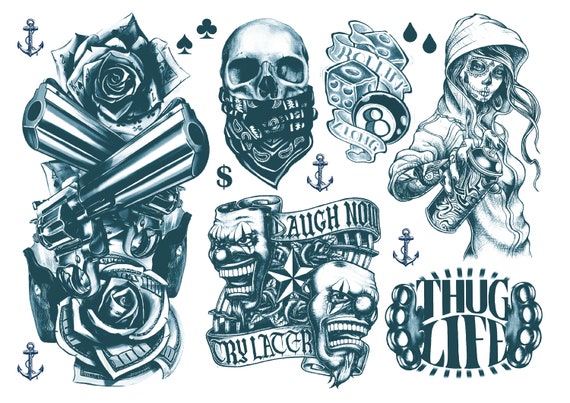 Gangster Temporary Tattoo Gangsta Neck Sleeve Fundraising - Etsy Gangster Temporary Tattoo Gangsta Neck Sleeve Fundraising - Etsy
