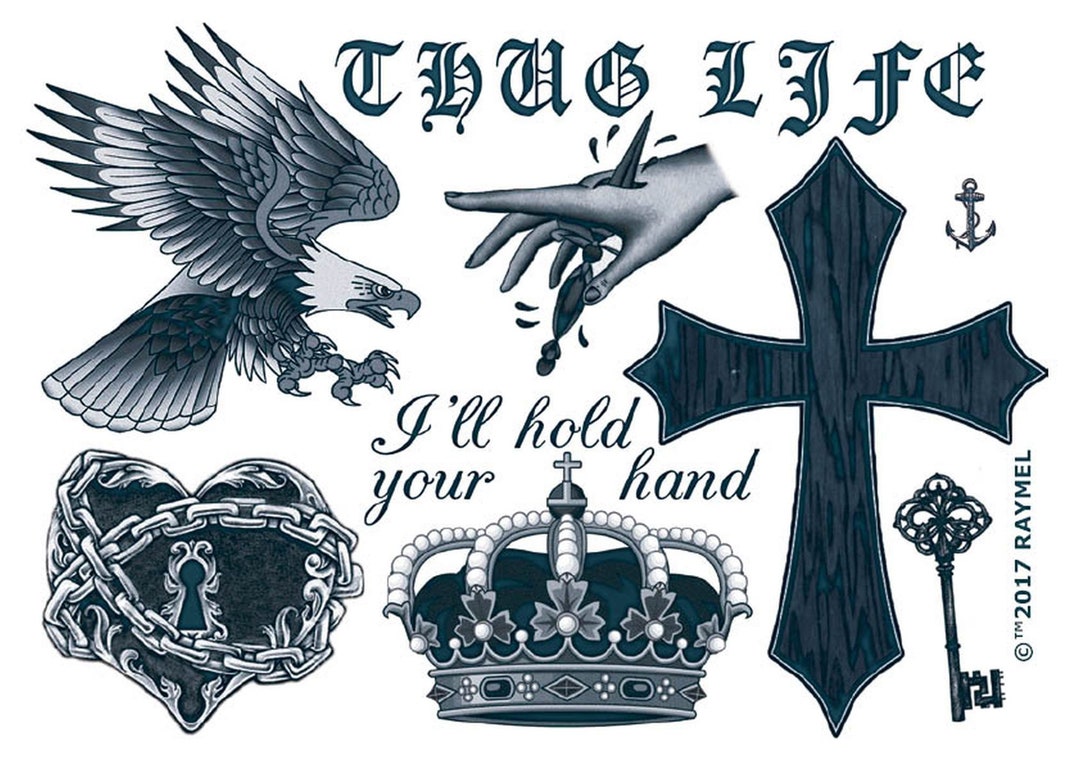 Gangsta Real Look 1 Temporary Tattoos Gangsta Neck of Post Malone