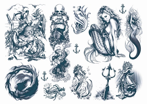 10 Sheets Mermaid Temporary Tattoos,Girls Tattoos Waterproof Fake Tatt –  EveryMarket