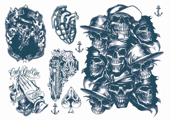 Gangster Skull Tattoo Designs, HD Png Download , Transparent Png Image -  PNGitem