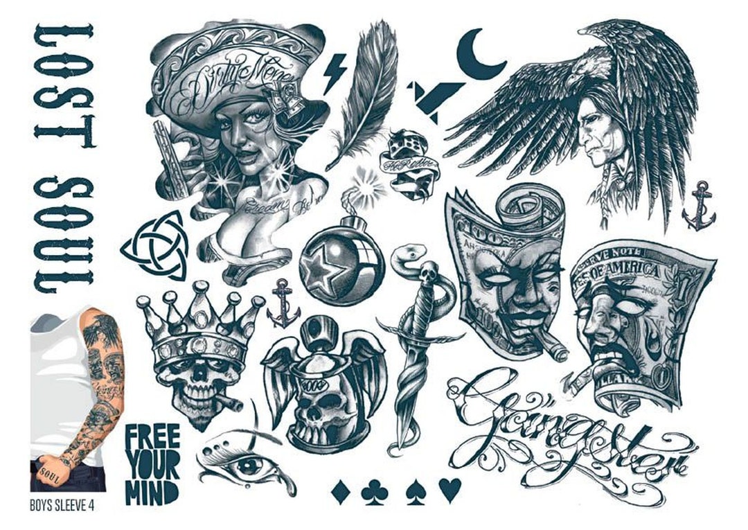 Temporary Tattoo Gangsta Style Neck Arm Temporary Tattoos Etsy