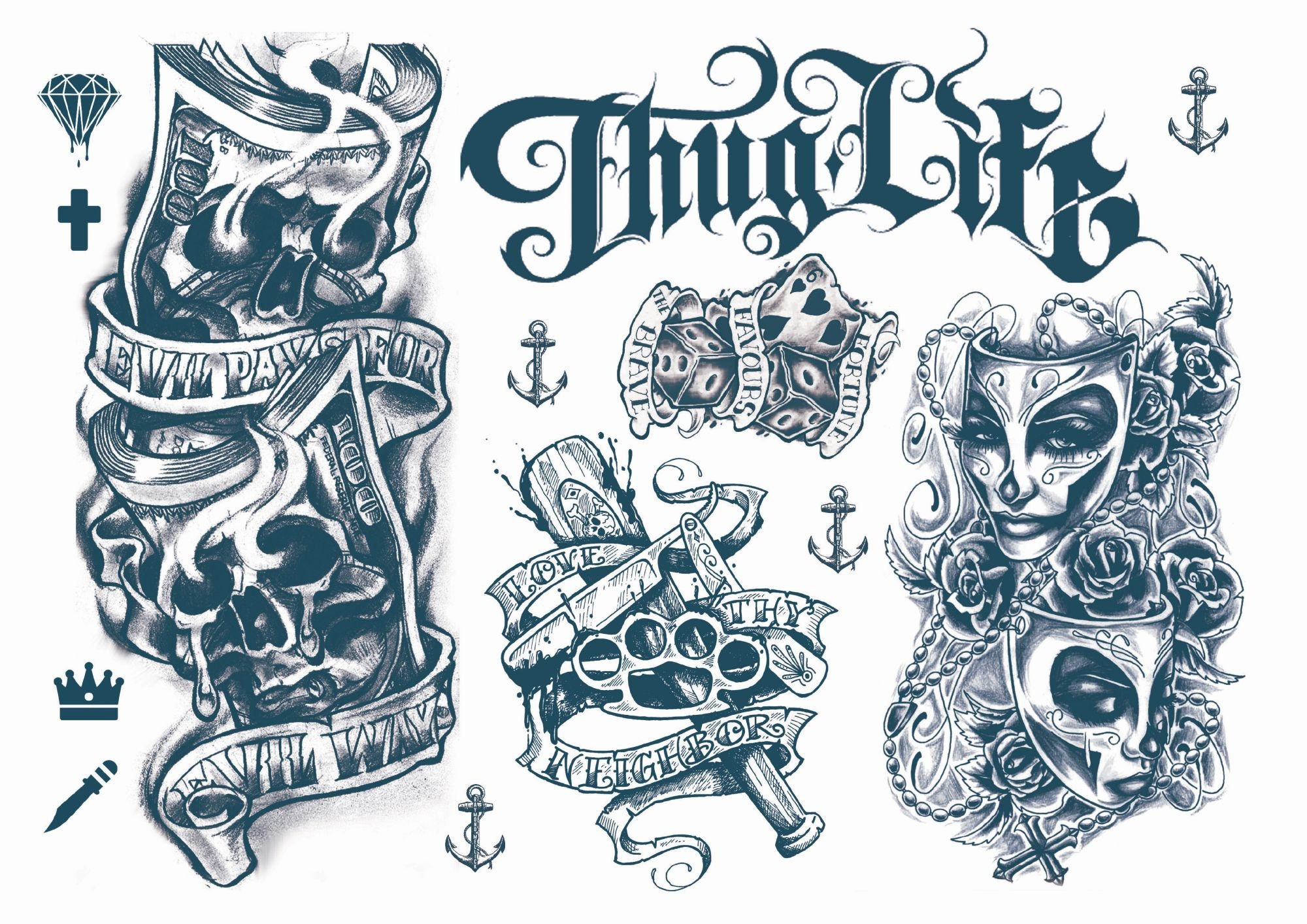 1,400+ Gangster Tattoo Designs Stock Illustrations, Royalty-Free Vector  Graphics & Clip Art - iStock