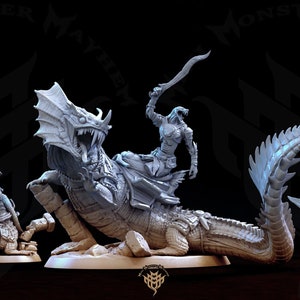 Serpentine Mount and Alligator, Mini Monster Mayhem, Eye of the Serpent, Resin TTRPG mini, Dnd, Pathfinder