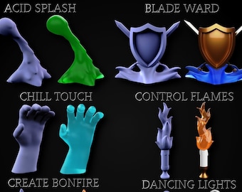 Efecto de hechizo de cantrip, miniaturas impresas en resina 3D para Dungeons Dragons 5e