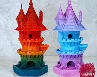 ウィザードダイスタワー、ファンタジーダイスローリングタワー、運命の終わり、3DプリントRPGギフト、Dnd Pathfinder Cthulhuまたはその他のTTRPGゲーム用