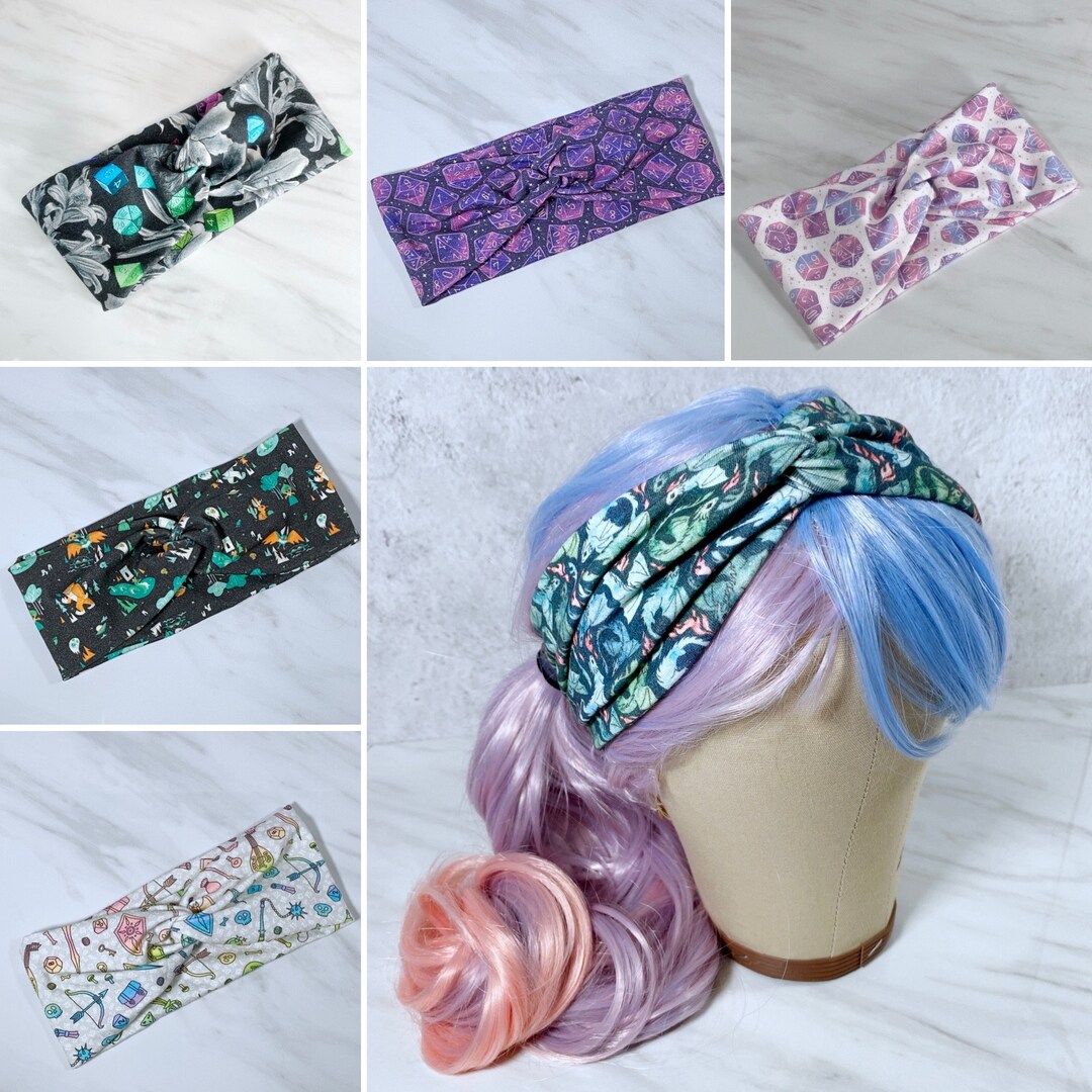 Geeky Knot Headband, Dice, Dnd, Cryptid, Galaxy, Stretchy Headband
