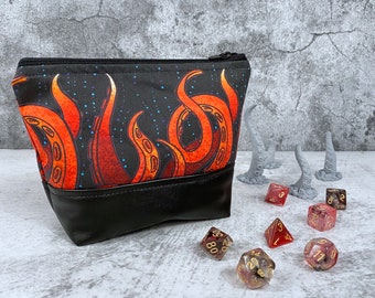 Tentacle Zipper Bag, Dice Bag, Geeky Bag, Makeup, RPG, Clutch, Cthulhu, Kraken, Lovecraft