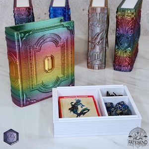 Edelsteenopslagboek, dobbelsteenkluis, deckbox, DnD-speler miniatuur magische kaart D20 eenvoudig boekdeel