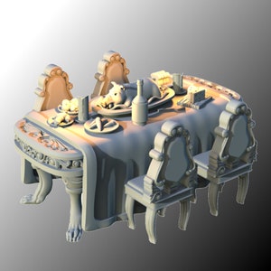 Feast Table, LED Fantasy Miniatures, Light Effect, DnD, TTRPG, Scatter Terrain, 3D Resin Print