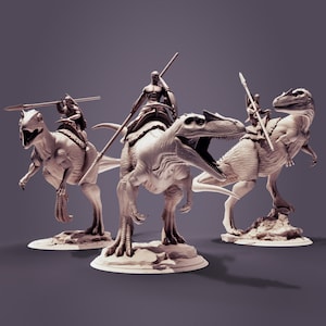Allosaurus, Optional Riders, Jurassic Tribe, Dinosaur, Dnd, Resin Miniature, 3D printed mini