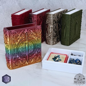 Fighter Class Storage Book, Dice Vault, Deck Box, DnD Player Miniature Magic Card D20 Tome