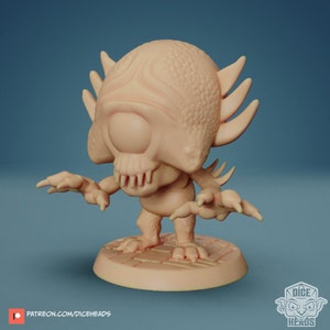 Nothic Chibi Miniature, Dice Heads, TTRPG mini, Dnd, Pathfinder, Resin Miniature, 3D printed mini