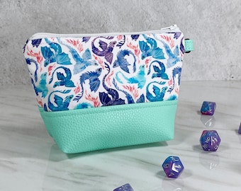 Drachen Reißverschlusstasche, Würfeltasche, Geeky Tasche, Makeup, RPG, Clutch, Dnd, Fantasy
