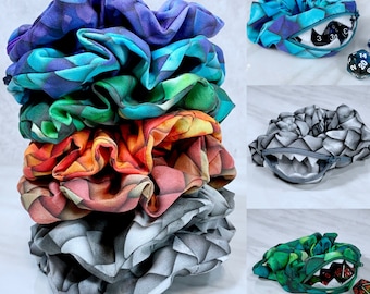Zipper Stash Scrunchie, Mimic, Dragon Scale, Stashie, Dnd, Dice, RPG, Gaming, Hair Tie, Elastic, Dragonscale