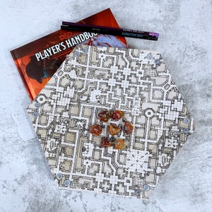 Plateau de dés snap hexagonal Dungeon Map, 2 tailles, valet de dés Donjons Dragons, TTRPG