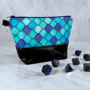 Drachenschuppen Würfel Reißverschluss Tasche, Würfel Tasche, Geeky Tasche, Make-up, Rollenspiel, Clutch, Scale Mail Bag