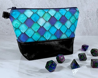 Drachenschuppen Würfel Reißverschluss Tasche, Würfel Tasche, Geeky Tasche, Make-up, Rollenspiel, Clutch, Scale Mail Bag