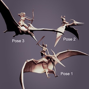 Pterodactylus, Optional Riders, Jurassic Tribe, Dinosaur, Dnd, Resin Miniature, 3D printed mini