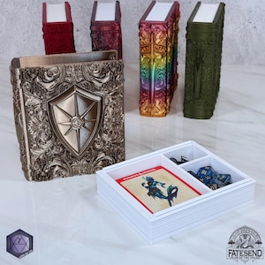 Paladin Class Storage Book, Dice Vault, Deck Box, DnD Player Miniature Magic Card D20 Tome
