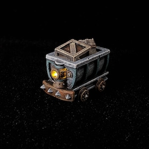 Wózek górniczy, Miniatury fantasy LED, Efekt świetlny, DnD, TTRPG, Teren rozrzucony, Wydruk żywiczny 3D