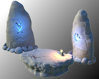 Runas, miniaturas de fantasía LED, efecto de luz, DnD, TTRPG, terreno disperso, impresión 3D en resina