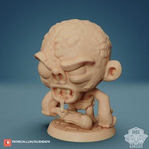 Ogre Chibi Miniature, Dice Heads, TTRPG mini, Dnd, Pathfinder, Resin Miniature, 3D printed mini