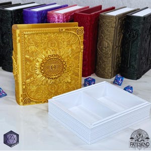 Artificer Class Storage Book, Dice Vault, Deck Box, DnD Player Miniature Magic Card D20 Tome