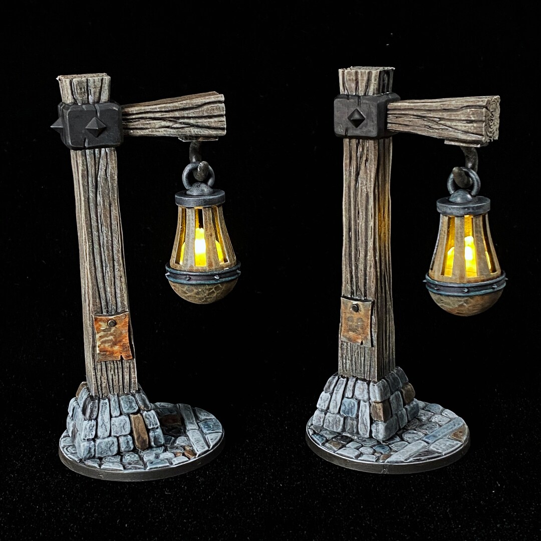 Hanging Brazier Post, LED Fantasy Miniatures, Light Effect, Dnd, TTRPG
