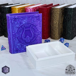 Bard Class Storage Book, Dice Vault, Deck Box, DnD Player Miniature Magic Card D20 Tome