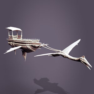 Flying Boat and Quetzalcoatlus, Jurassic Tribe, Pterodactyl,  Dinosaur, Dnd, Resin Miniature, 3D printed mini